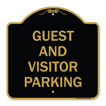 Signmission Designer Series Guest and Visitor Parking, Black & Gold Aluminum Sign, 18" x 18", BG-1818-23933 A-DES-BG-1818-23933